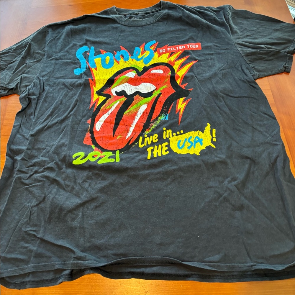 The Rolling Stones Shirt Mens Gray Short Sleeve Stones 2021 Music Tour Size XL